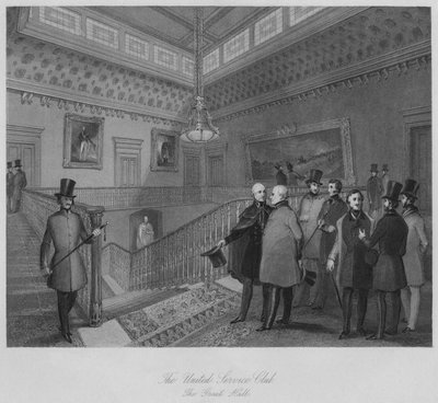 Der United Service Club. Die große Halle, ca. 1841 von Henry Melville