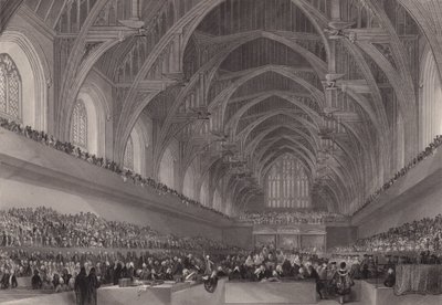 Prozess gegen Warren Hastings, Generalgouverneur von Bengalen, in der Westminster Hall, London von Henry Melville