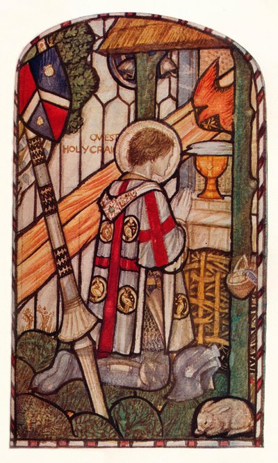 Sir Galahad. Entwurf für ein Fenster in Kelvin-Side, Glasgow, ca. 1914 von Henry Payne