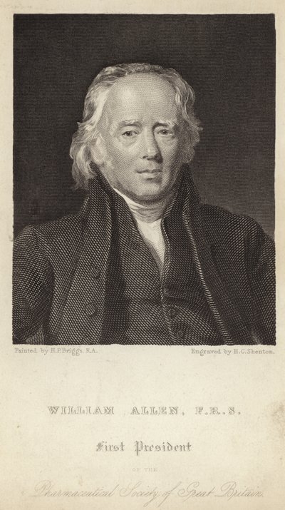 William Allen - Erster Präsident der Pharmaceutical Society of Great Britain (1770-1843) (Gravur) von Henry Perronet (after) Briggs