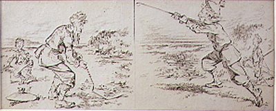 Der Golfer von einem Windstoß gestört, Illustration aus der Zeitschrift 