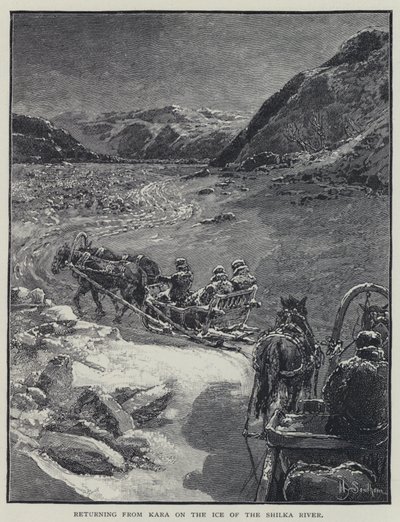 Rückkehr von Kara auf dem Eis des Shilka-Flusses von Henry Sandham