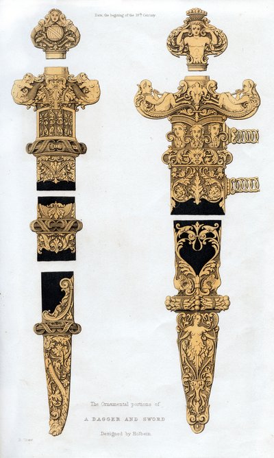 Dolch und Schwert, frühes 16. Jahrhundert, 1843 von Henry Shaw