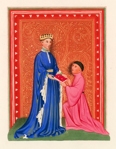 Occleve überreicht sein Buch an Heinrich V., ca. 1410 von Henry Shaw