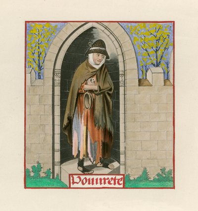 Armut, aus dem Roman de la Rose, ca. 1480, im British Museum, Harl M S 4425 von Henry Shaw