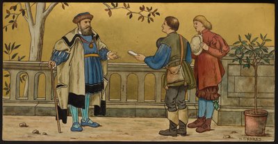 Der Richter, Plakette mit einer Illustration aus Shakespeares Sieben Lebensalter, Minton Ware, Staffordshire, 1874 von Henry Stacey after Marks