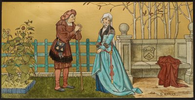 Der Pantaloon, Plakette mit einer Illustration aus Shakespeares Sieben Lebensalter, Minton Ware, Staffordshire, 1874 von Henry Stacey after Marks