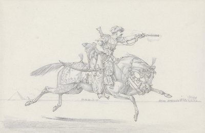 Ein angreifender Mameluk, der eine Pistole abfeuert von Henry Thomas Alken