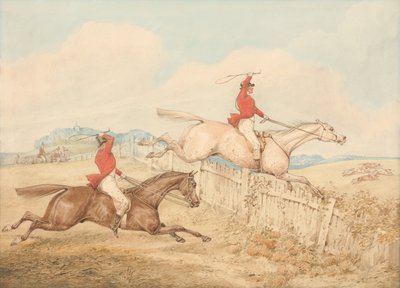 Über einen Holzzaun springen von Henry Thomas Alken