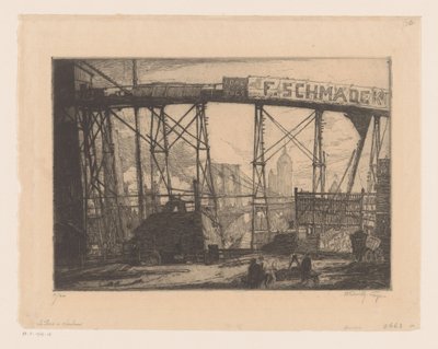 Ansicht von New York von einer Werkstatt aus von Henry Wilfrid Deville (signed by artist)