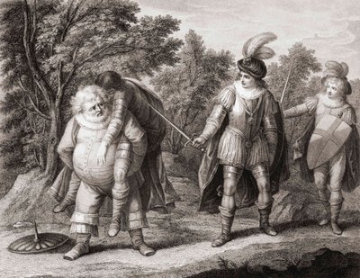 Falstaff mit dem Körper von Hotspur auf seinem Rücken von Henry William (after) Bunbury