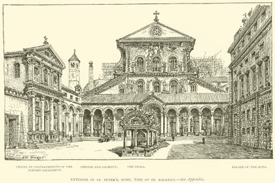 Außenansicht von St. Peter, Rom, zur Zeit von St. Ignatius (Gravur) von Henry William Brewer