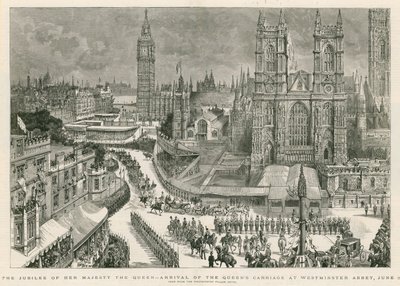 Das Jubiläum Ihrer Majestät der Königin - Ankunft der Kutsche der Königin an der Westminster Abbey von Henry William Brewer
