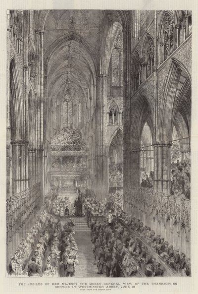 Das Jubiläum Ihrer Majestät der Königin, Gesamtansicht des Dankgottesdienstes in der Westminster Abbey, 21. Juni von Henry William Brewer