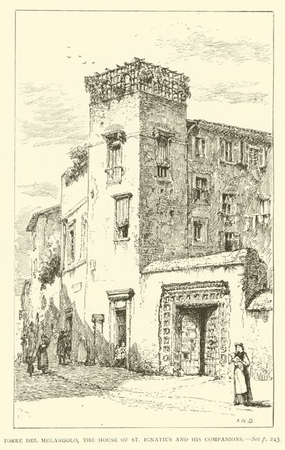 Torre del Melangolo, das Haus von St. Ignatius und seinen Gefährten (Gravur) von Henry William Brewer