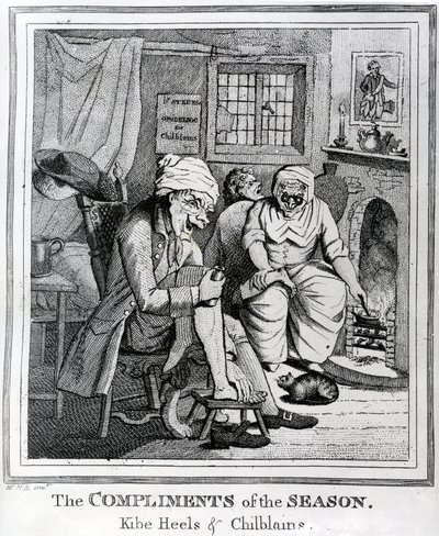 Die Komplimente der Saison, Kibe Heels und Frostbeulen, ca. 1785 von Henry William Bunbury