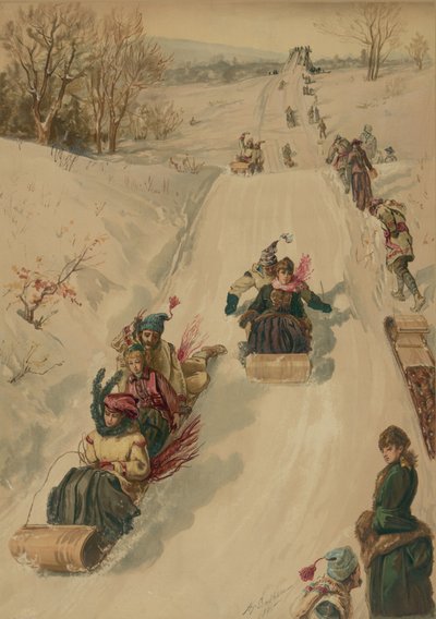 Schlittenfahren, von L. Prang und Co., 1886 von Henry after Sandham
