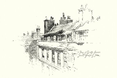 Ein Blick auf Gough Square, London, von Dr. Johnsons Dachboden von Herbert (after) Railton