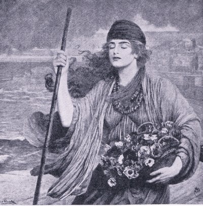 Nydia, das blinde Mädchen von Pompeji, Illustration aus The Worlds Library of Best Books, ca. 1940 von Herbert Gustave Schmalz