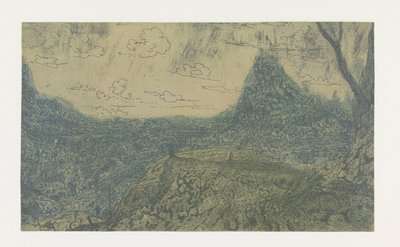 Berglandschaft mit einem Kamm, Erste Version von Hercules Segers