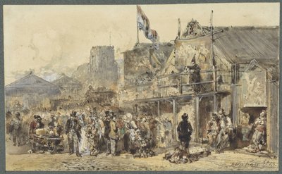 Jahrmarkt in Leeuwarden, die Oldenhove im Hintergrund von Herman Frederik Carel ten Kate