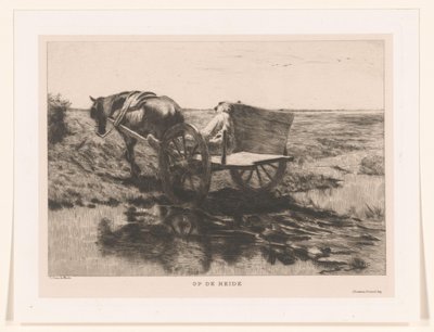 Pferdewagen auf der Heide von Herman Johannes van der Weele