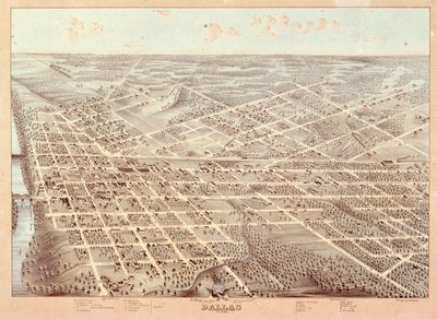 Straßenkarte von Dallas, Texas, 1872 von Herman attr. to Brosius