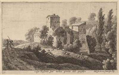 Bauernhof jenseits der Porta del Popolo von Herman van Swanevelt