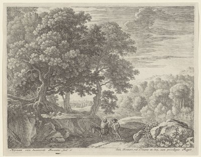 Heilige Familie mit Esel und Cherubinen von Herman van Swanevelt