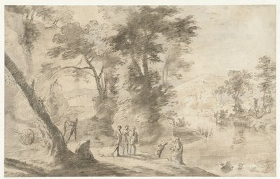 Landschaft mit der Taufe des Kämmerers von Herman van Swanevelt