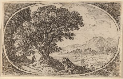 Pfad links von einem großen Baum und einem Baumstumpf von Herman van Swanevelt