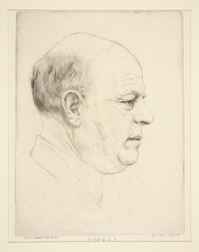 H. N. Bialik (Porträt des Kopfes im Profil) von Hermann Struck