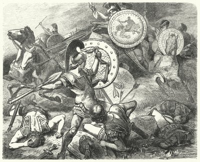 Epaminondas rettet das Leben von Pelopidas in der Schlacht von Mantinea, 385 v. Chr. von Hermann Vogel