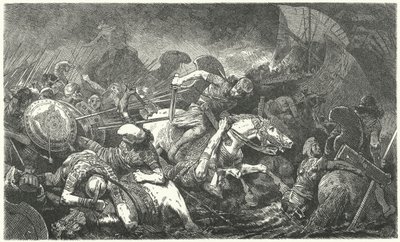 Flucht der Perser nach der Schlacht von Marathon, 490 v. Chr. von Hermann Vogel
