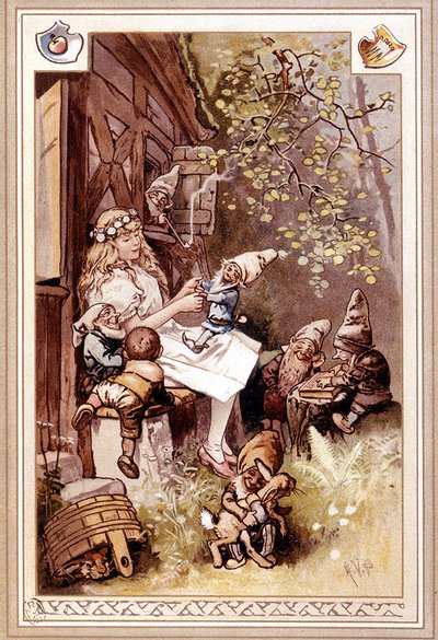 Schneewittchen und die sieben Zwerge. Illustration von Hermann Vogel von Hermann Vogel