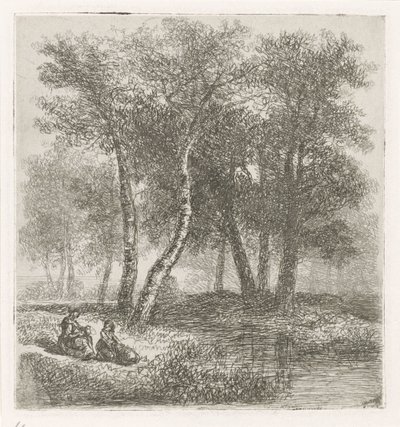 Mutter und Kind am Wasser von Hermanus Jan Hendrik van Rijkelijkhuysen