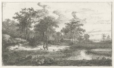 Zwei Jäger an einem Teich von Hermanus Jan Hendrik van Rijkelijkhuysen