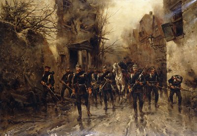 Die Zweite Kaiserliche Preußische Fußgarde betritt Paris von Hermanus Willem Koekkoek