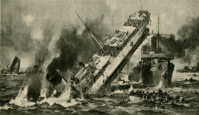 Das Sinken der Anglia, Erster Weltkrieg, 17. November 1915, ca. 1920 von Hermanus Willem Koekkoek