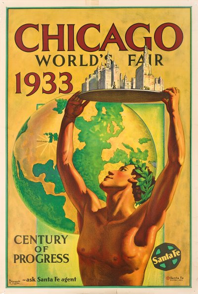 Plakat, das die Weltausstellung 1933 in Chicago bewirbt von Hernando Villa