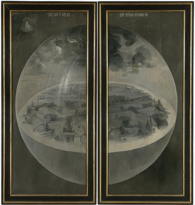 Der Garten der Lüste. Triptychon, Rückseite: Die Schöpfung von Hieronymus Bosch