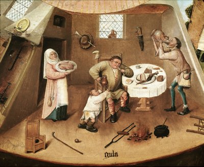 Die sieben Todsünden: Gier (Detail) von Hieronymus Bosch