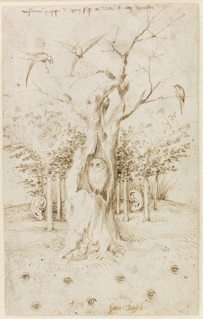 Der Wald hat Ohren, das Feld hat Augen von Bosch, Hieronymus (ca. 1450-1516). Feder, braune indische Tinte auf Papier, Größe: 20,2x12,7, ca. 1500-1515, Staatliche Museen, Berlin von Hieronymus Bosch
