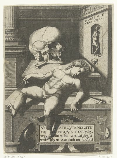 Vanitas-Darstellung mit Kind und Schädel von Hieronymus Cock