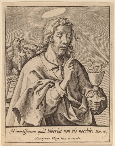 Wenn sie etwas Tödliches trinken ... (Heiliger Johannes der Evangelist) von Hieronymus Wierix