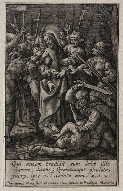 Die Passion: Der Verrat Christi von Hieronymus or Jerome Wierix