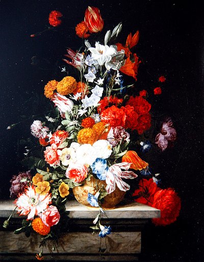 Gemischte Blumen in einer vergoldeten Vase von Hieronymus the Elder Galle