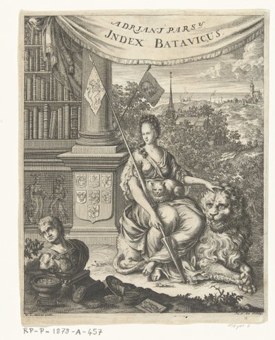 Titelseite für Index Batavicus, oder Namensverzeichnis der Batavischen und Holländischen Schriftsteller von Hillebrand van der Aa