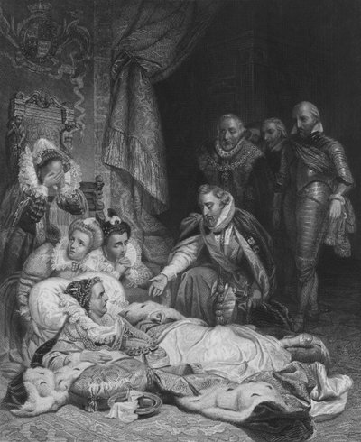 Der Tod von Königin Elizabeth (Gravur) von Hippolyte Delaroche