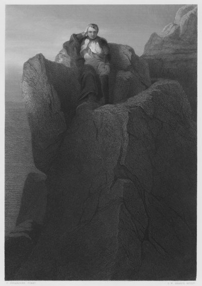 Der Felsen bei St. Helena, aus dem Bild in der Königlichen Sammlung (Gravur) von Hippolyte Delaroche